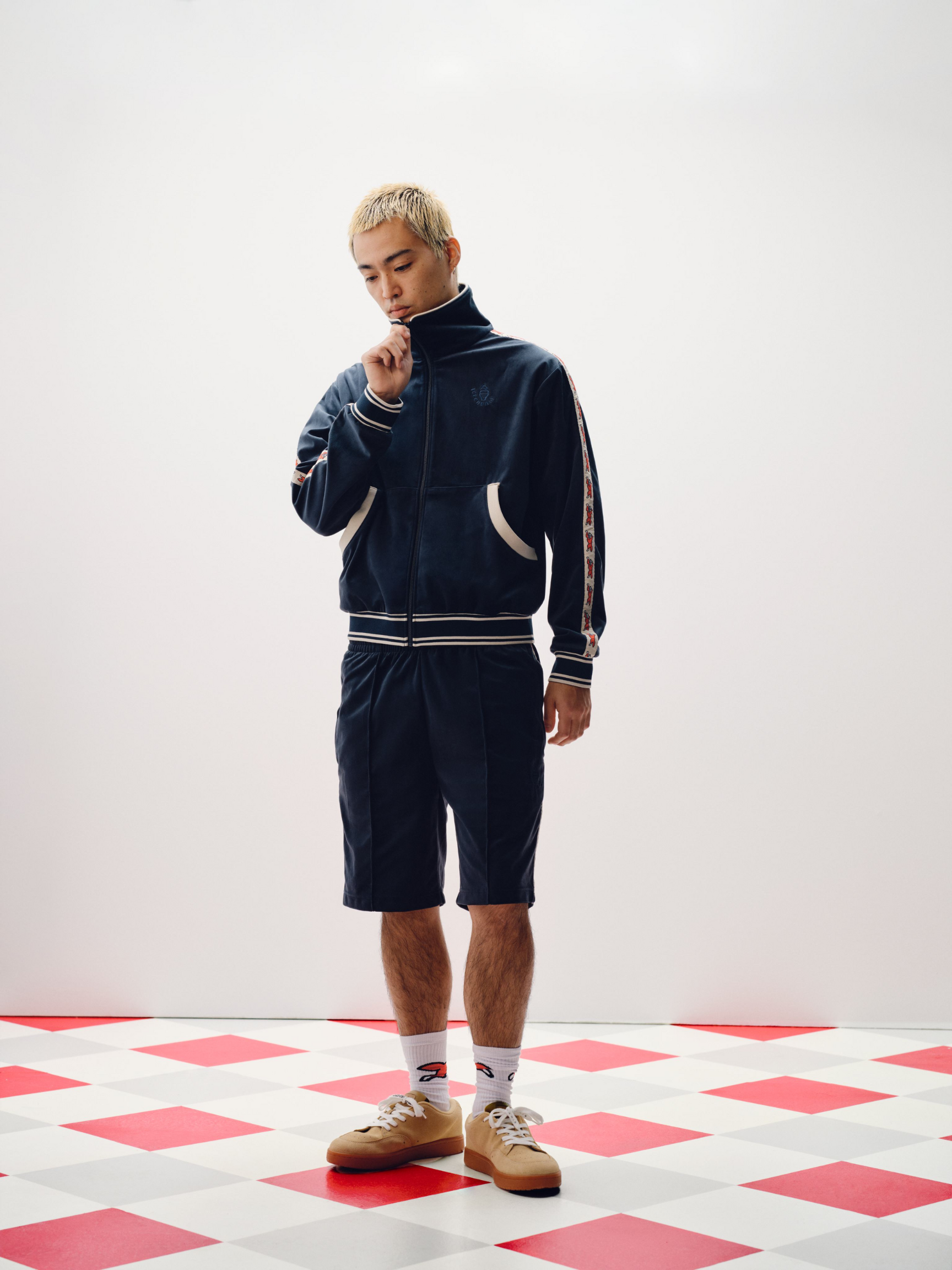 Running Dog Taped Velour Track Shorts - Image 2