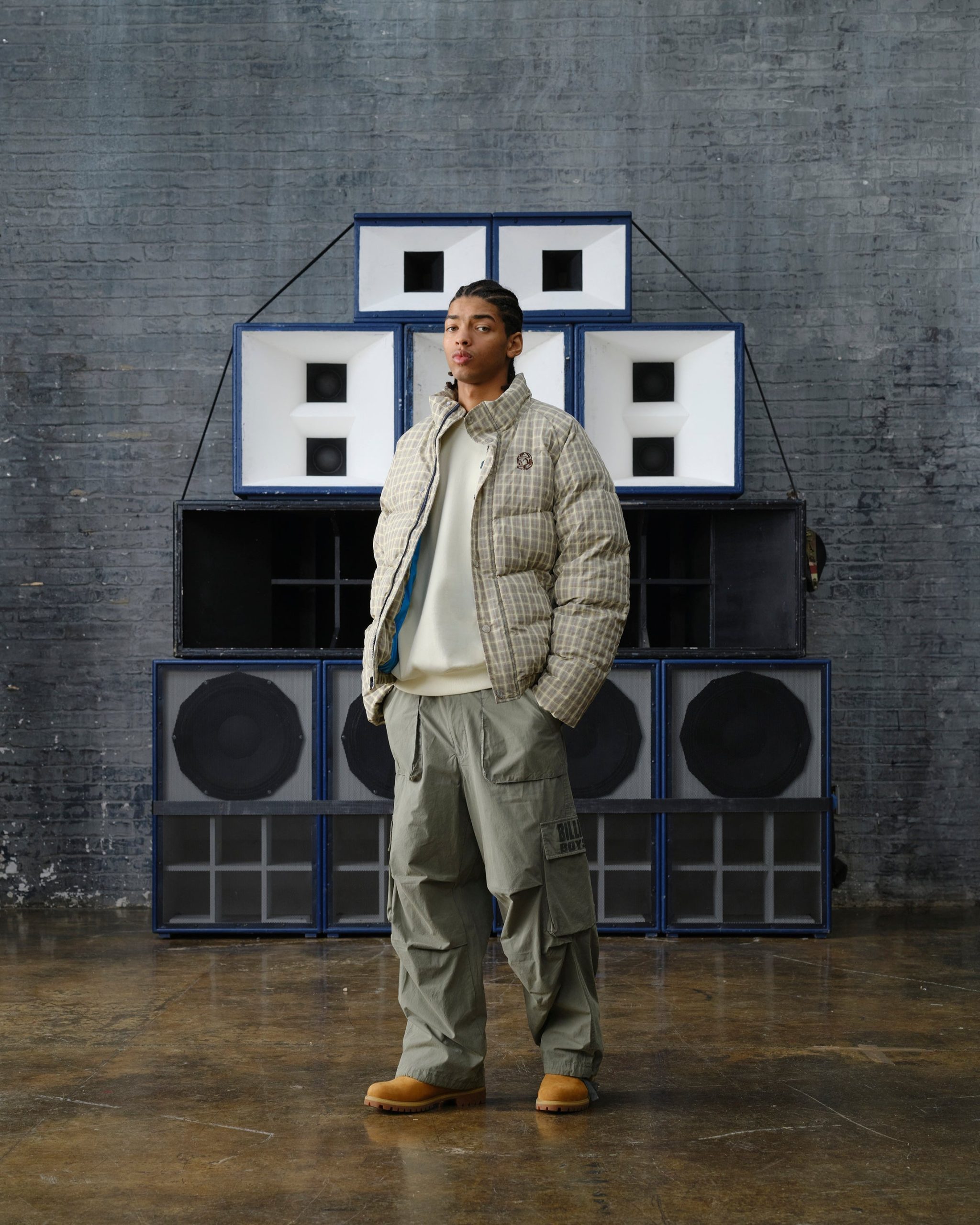 Script Nylon Check Puffer Jacket - Image 2