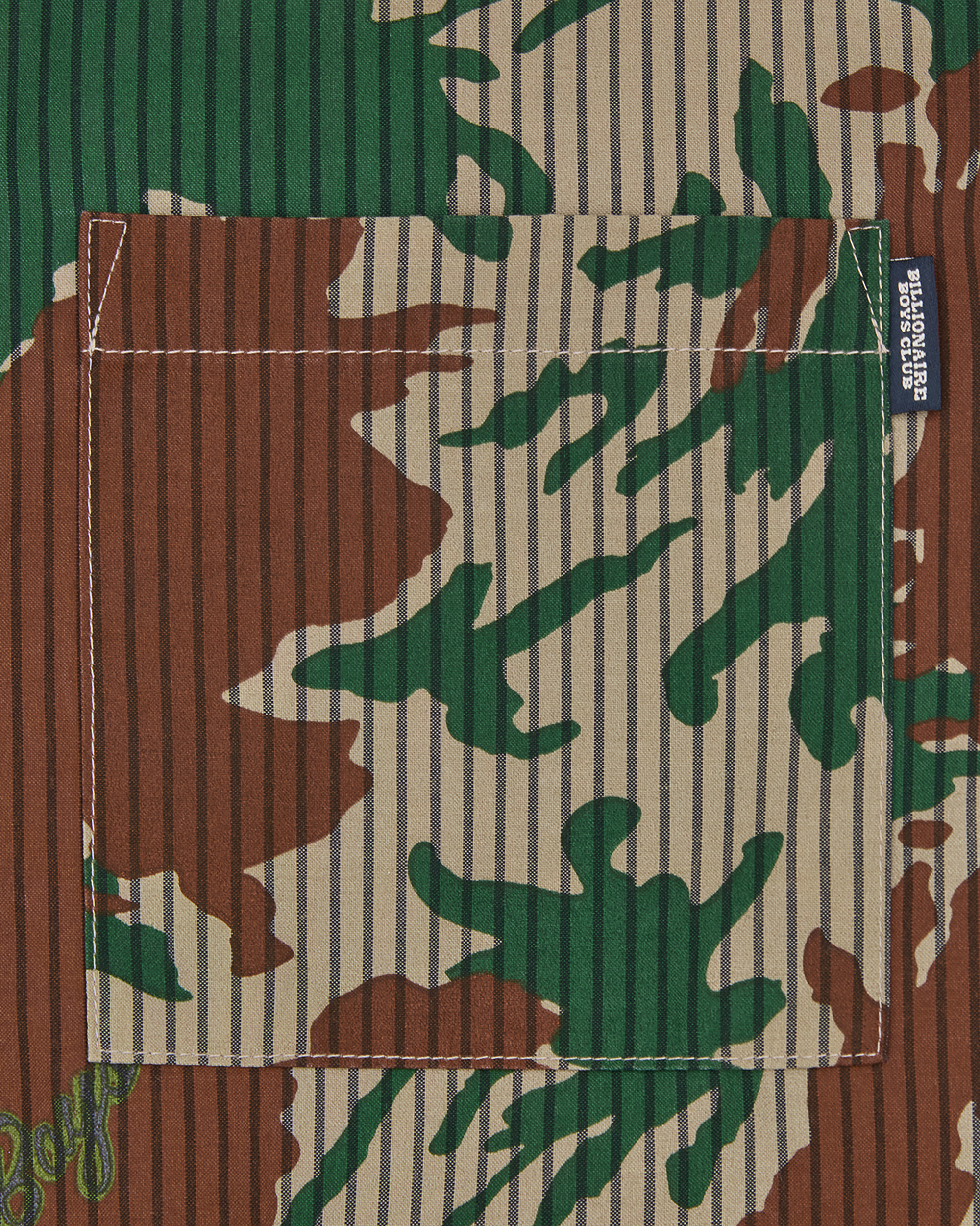 Burst Camo Half Print Poplin Stripe Shirt - Image 4