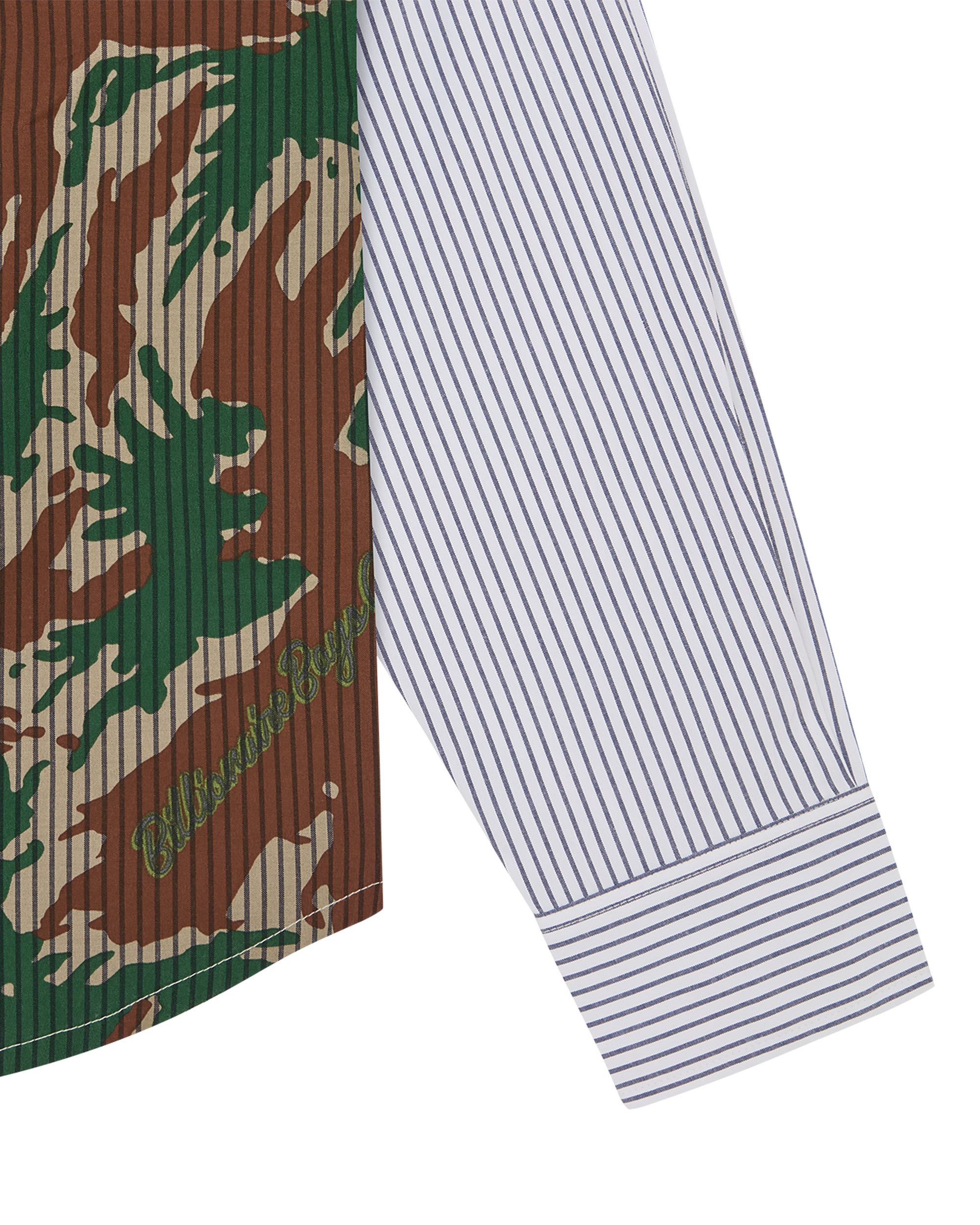 Burst Camo Half Print Poplin Stripe Shirt - Image 5