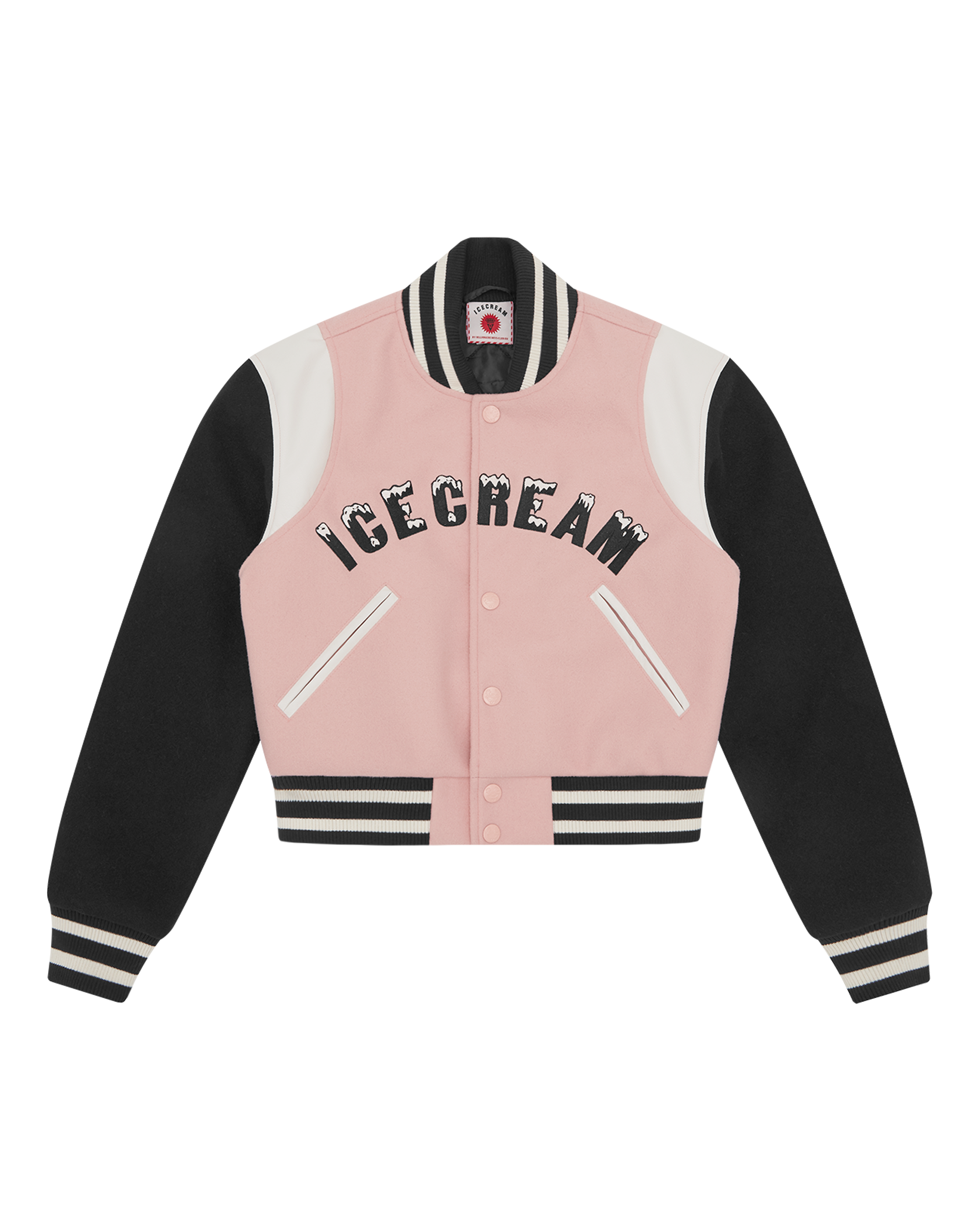 Womens Drippy Cropped Varsity Jacket