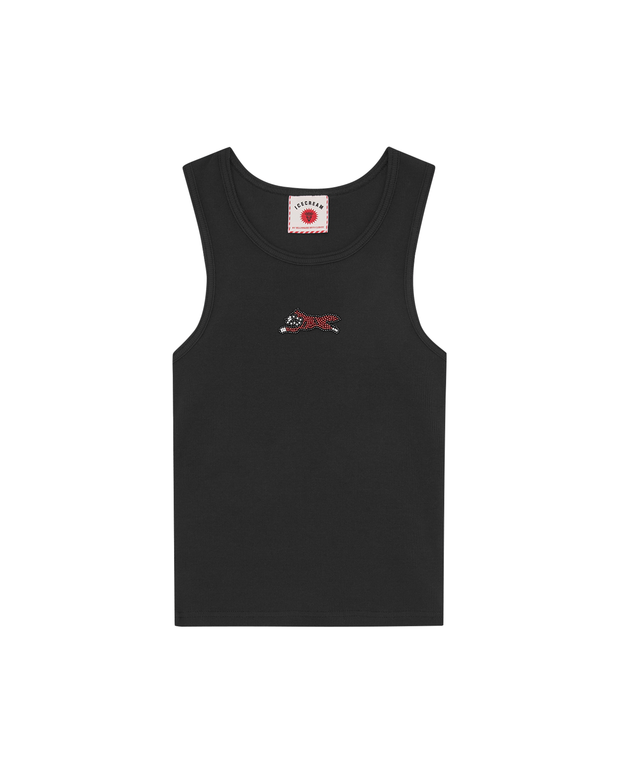 Womens Beaded Running Dog Ribbed Vest Top