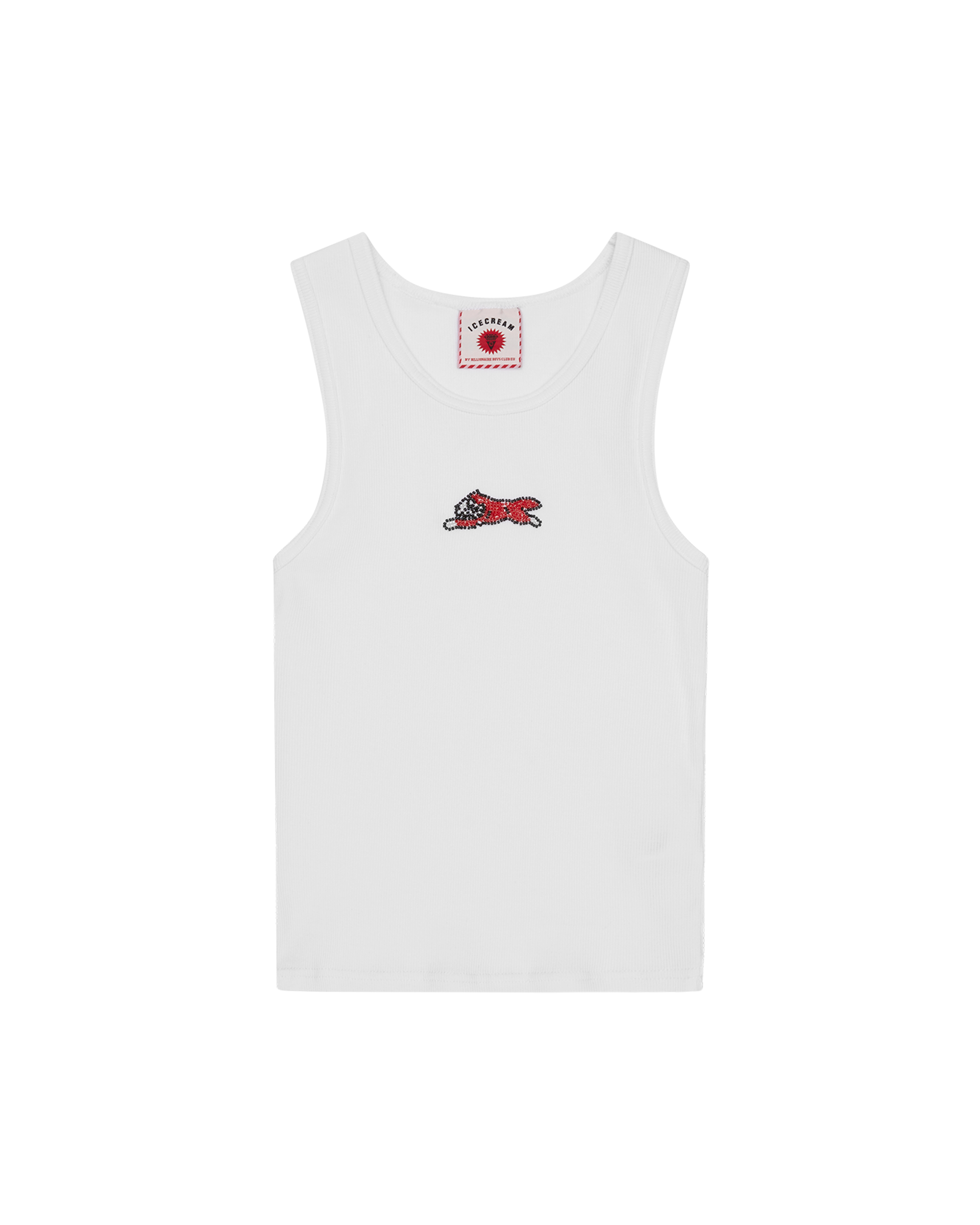 Womens Beaded Running Dog Ribbed Vest Top